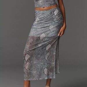 NWT Anthropologie The Aleda Mesh Ruched Maxi Skirt by Maeve Elegance